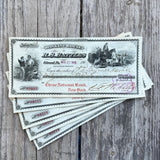 5 Antique 1908 Banking R.S. BATTLES BANK NOTE Checks Girard PA Original LOT