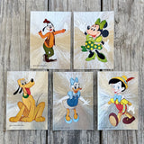 10 DISNEY POSTCARDS 1980s Goofy Minnie Daisy Pluto Pinocchio DUFEX Foil Litho