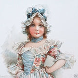 FRANCIS BRUNDAGE BLUE DRESS Victorian Stone Lithograph Print 1900
