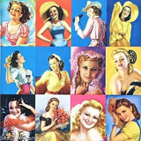 PINUP GIRLS Lithograph Print Sheet 1940s