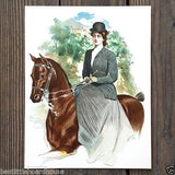 RIDING CLUB Victorian Stone Lithograph Print 1905