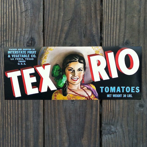 TEX RIO SPANISH SENORITA Crate Box Tomato Label 1940s