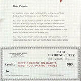 POLL PARROT Shoes Stationary Dividend Coupon Check 1962