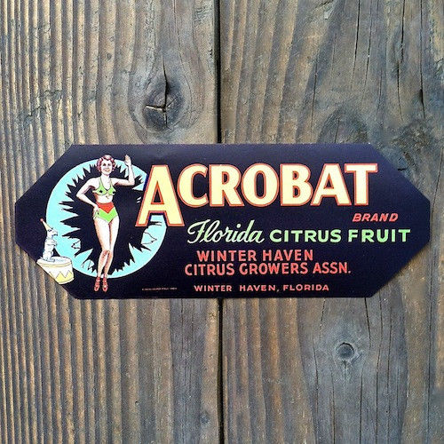 ACROBAT Citrus Crate Box Label 1940s