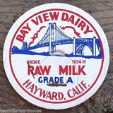 BAY VIEW DAIRY Raw Pasteurized Milk Caps 1930s