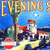 EVENING STAR Red Ball Citrus Crate Box Label 1930s 