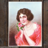 ROSE Pinup Lithograph Art Print 1920s