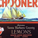 SCHOONER LEMONS Citrus Crate Box Label