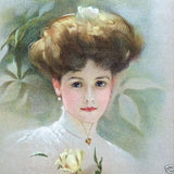 YELLOW ROSE Victorian Lithograph Print 1909