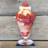 WOOLWORTH STRAWBERRY SUNDAE Cardboard Ice Cream Sign 1950s