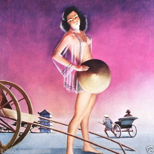 Chinese PINUP GIRL Sexy RICKSHAW 1955 Calendar