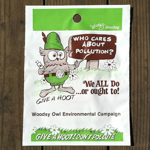 WOODSY OWL Don't Pollute Plastic Litter Bag 1970s