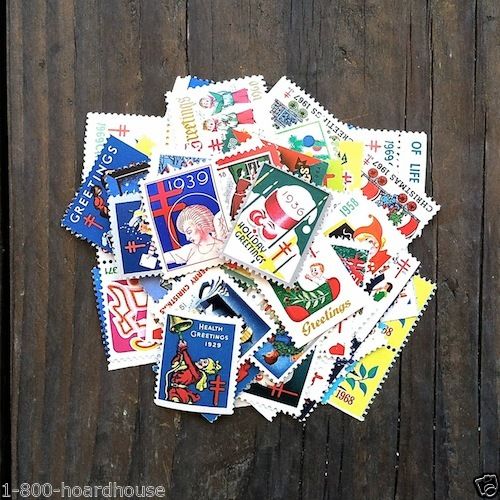 Huge Lot Unused Assorted Vintage Christmas Seals Stickers Stamps 1960s -  80s