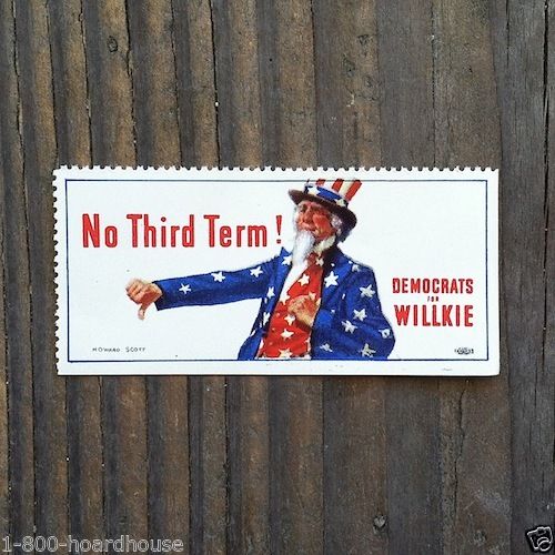 DEMOCRATS FOR WILLKIE Poster Stamp 1940