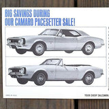  CHEVROLET CAMARO PACESETTER Car Postcard 1967