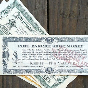POLL PARROT Paper Shoe Money Coupons 1930-40s