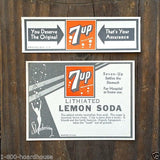7UP SODA Lithiated Bottle Labels 1930s