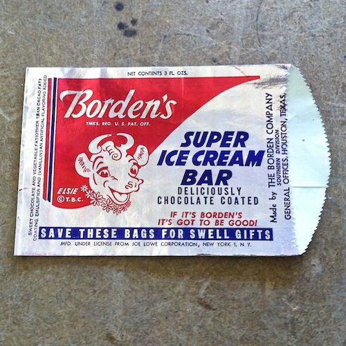 BORDEN'S SUPER Ice Cream Bar Bag 1950s