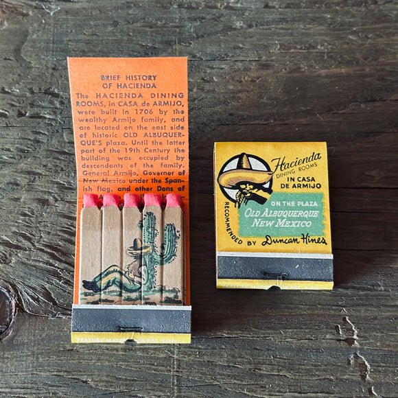 2 HACIENDA DINING ROOMS Matchbook Matches 1950s