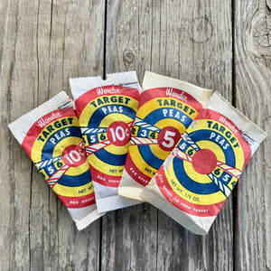 4 WHOLESALE 1950s Toy WONDER TARGET PEAS Slingshot Shooting Full Ammo Bags LOT