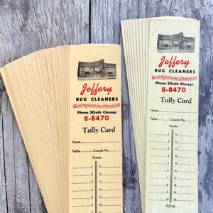 48 WHOLESALE  1930s Bridge Tally Cards JEFFERY RUG CLEANERS Bookmark So Chicago