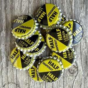 11 Vintage HALF GRAPEFRUIT HALF LEMON Soda Bottle Caps WHOLESALE Lot