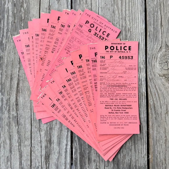 22 Vintage Original 1960s POLICE PARKING TICKET Buffalo New York NY USED LOT