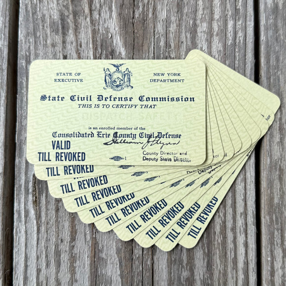 10 Original 1950s CIVIL DEFENSE HOME FRONT Commission Membership Card NY Lot
