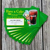 10 Original 1950s COCA COLA SPRITE BOY Have a Coke FREE Ad CARD Hicks Drug NC