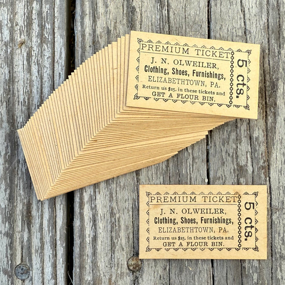 25 Tickets 1920s J. N. Olweiler Trading Co FREE FLOUR BIN Elizabethtown PA Lot