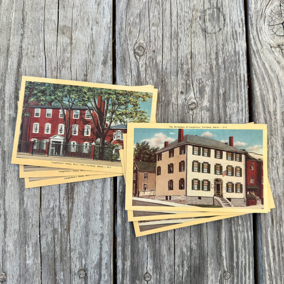 6 Original HENRY LONGFELLOW Poet Educator LINEN Postcard Portland Maine LOT