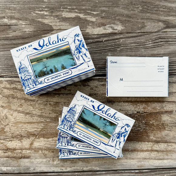 10 Sets 1930s STATE OF IDAHO 20 Colorful Views SOUVENIR Mini Postcard Mailer LOT