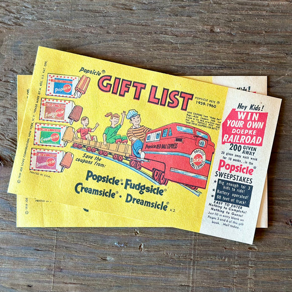 2 POPSICLE RxR SWEEPSTAKES Gift Booklets 1959