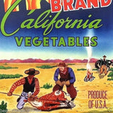 HOT BRAND CALIFORNIA VEGETABLE Crate Box Label 1950s
