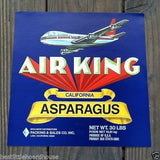 AIR KING ASPARAGUS Vegetable Crate Label 1950's 