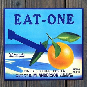 EAT-ONE ORANGE Citrus Crate Box Label 1930s