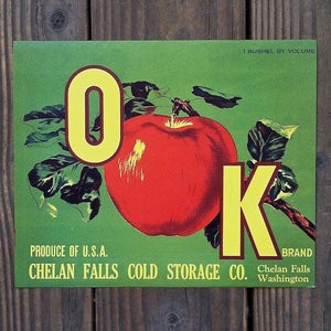 OK APPLE Fruit Crate Box Label 