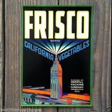 FRISCO CALIFORNIA VEGETABLE Crate Box Label 1950s 
