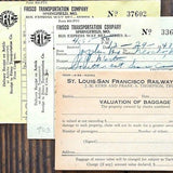 RAILROAD BAGGAGE Transportation Receipts 1940s 