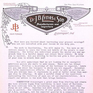 DR. LYNAS & Sons Typewritten Advertising Letter 1910