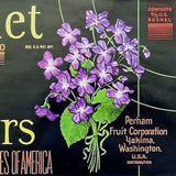 VIOLET PEARS Fruit Crate Box Label 1930s