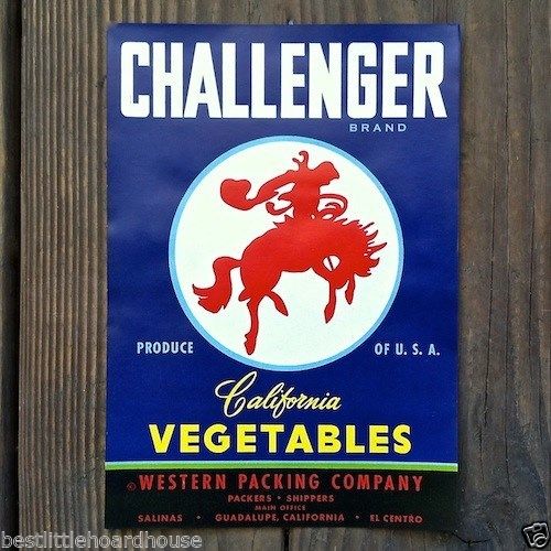 CHALLENGER Vegetable Crate Label 1950's
