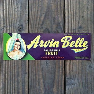 ARVIN BELLE California Fruit Crate Box Label 1940s