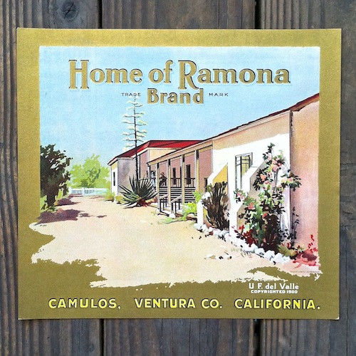 HOME OF RAMONA Citrus Crate Box Label 1900s