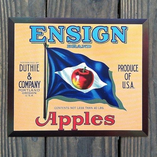 ENSIGN APPLES Fruit Crate Box Label