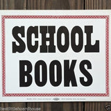 SCHOOL BOOKS Cardboard Sign 1900s