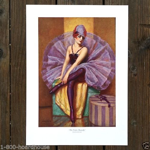 VIOLET BUTTERFLY Ballerina Art Lithograph Print 1920s