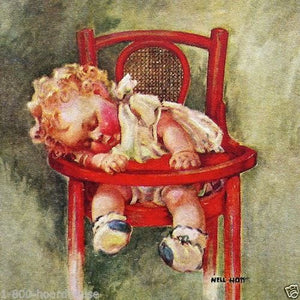 FORTY WINKS Baby Sleeping Highchair Litho Print 1930s