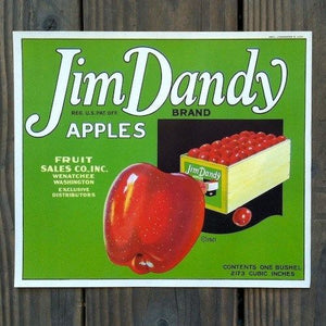 JIM DANDY APPLES Fruit Crate Box Label 1940s
