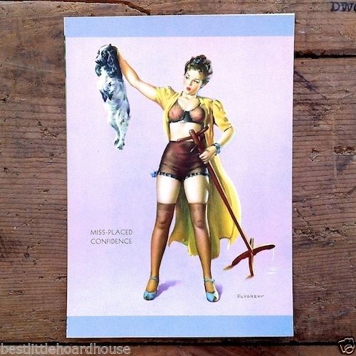 MISPLACED CONFIDENCE Elvgrin Pinup Lithograph Art Print 1940s